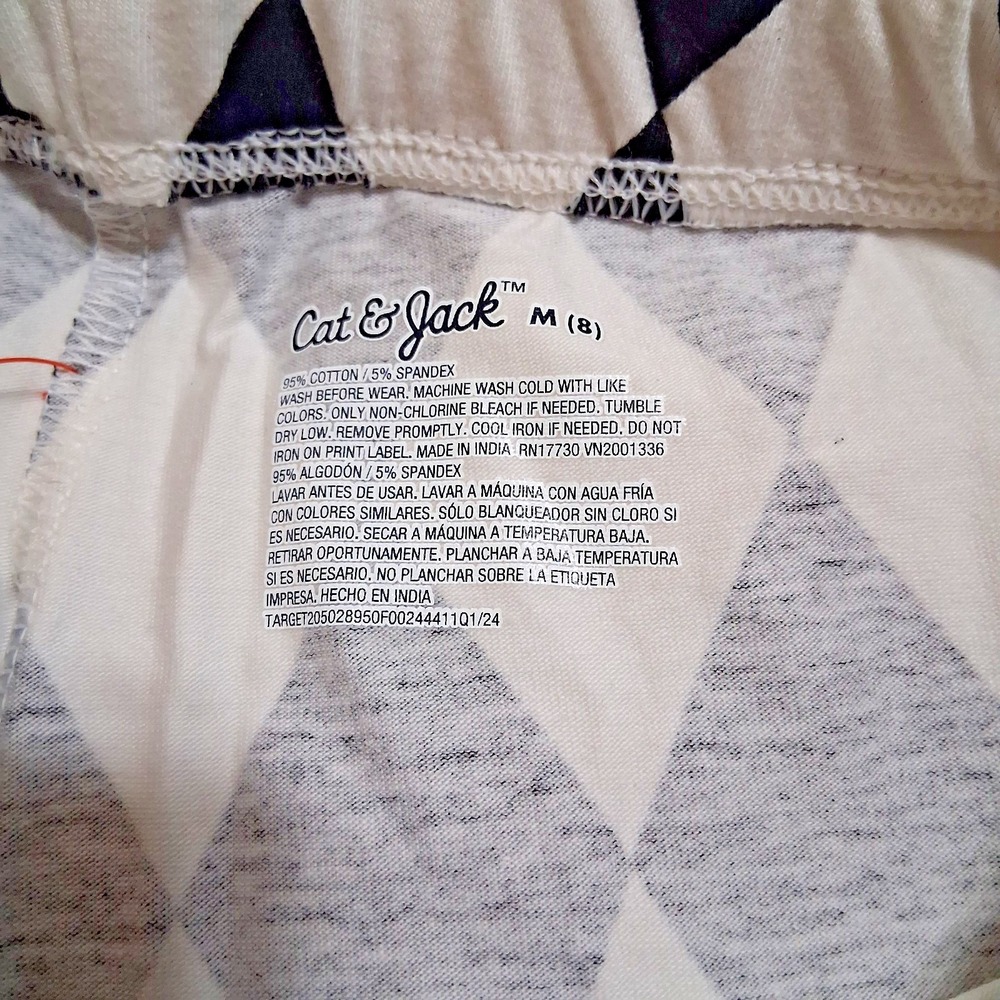 Cat & Jack Girls Leggings Size Medium (8) Black & White Diamond Argyle Brand NWT - Picture 6 of 6